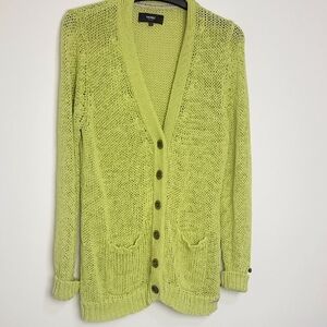 SIGNAL LINEN COTTON BLEND GRANDPACORE BUTTON DOWN LOOSE KNIT CARDIGAN SIZE LARGE